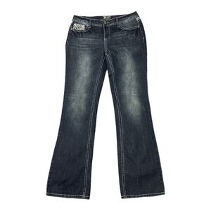 Soundgirl Juniors Bootcut Dark Wash Jeans Embroirdered  Pockets Size 13